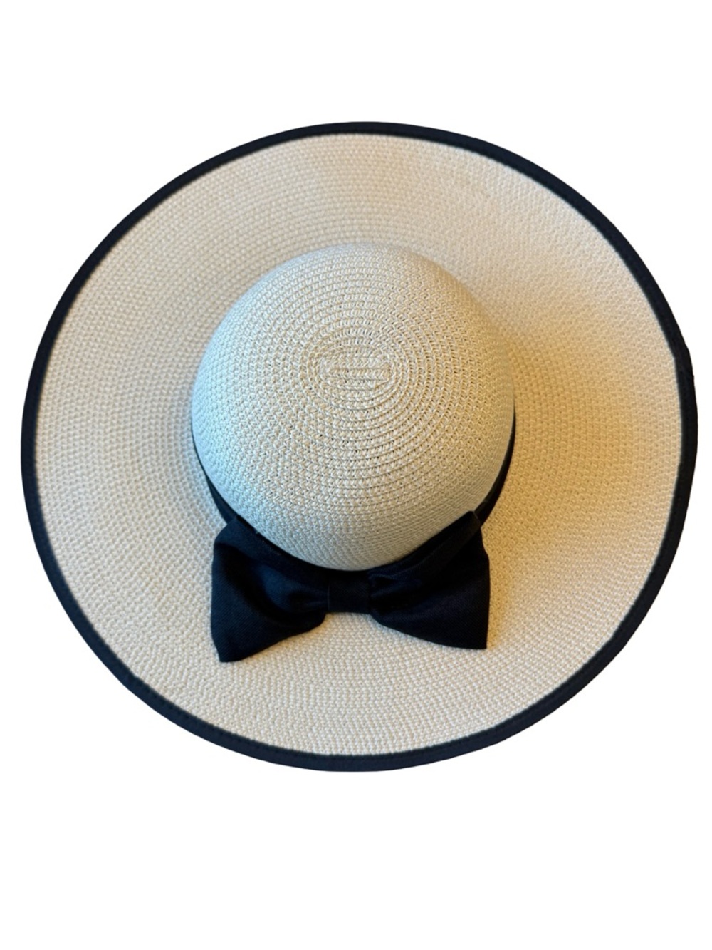Wide Brim Straw Sun Hat Beige Black Bow Floppy Beach Vacation Hat Fit Drawstring